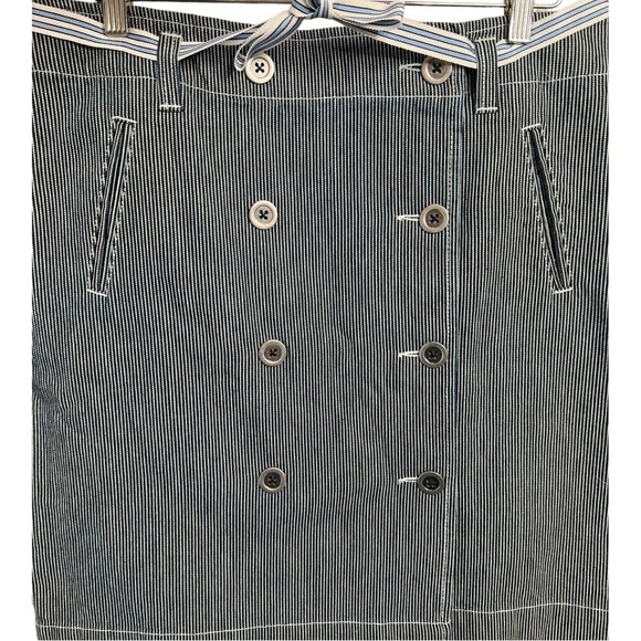 LOFT Navy Railroad Stripe Double Button Front Grosgrain Ribbon Belt NEW - Picture 4 of 15